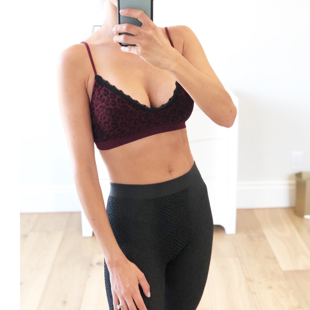 LAGUNA Burgundy Leopard Lace Trim Bralette - Picture 5 of 9